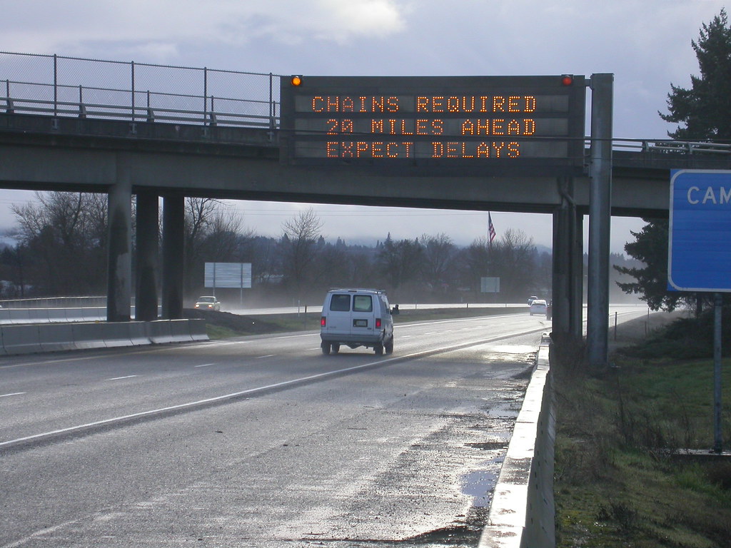 Electronic variable message board over a highway