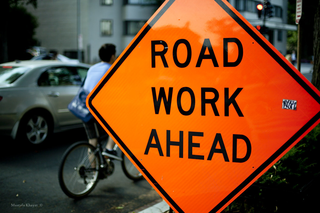 Road Work Ahead warning sign